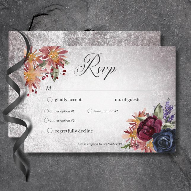 Rustic Gothic Färg Halloween Bröllop Middag OSA Kort (Rustic Gothic Colors Halloween Wedding Dinner RSVP Card)