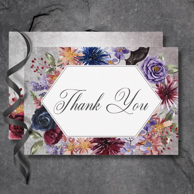 Rustic Gothic Färg Halloween Bröllop Tack Kort (Rustic Gothic Colors Halloween Wedding Thank You Card)