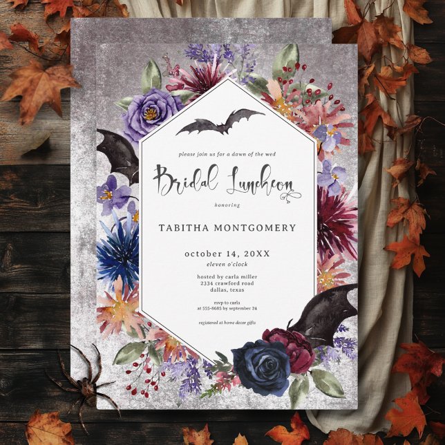 Rustic Gothic Färg Halloween Möhippa Luncheon Inbjudningar (Rustic Gothic Colors Halloween Bridal Luncheon Invitation)