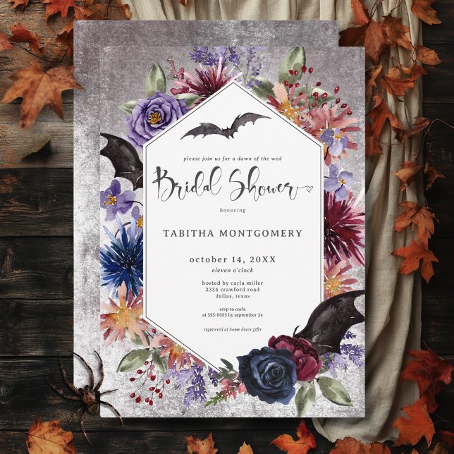 Rustic Gothic Färger Halloween Bröllopsdusch Inbjudningar (Rustic Gothic Colors Halloween Bridal Shower Invitation)