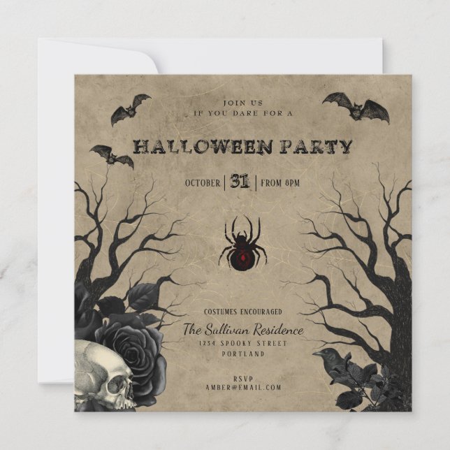 Rustic Gothic Halloween fest-inbjudningar Inbjudningar (Framsida)