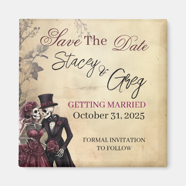 Rustic Gothic Skeleton Bröllop Magnet (Framsidan)