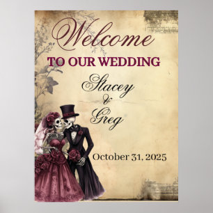 Rustic Gothic Skeleton Bröllop Poster