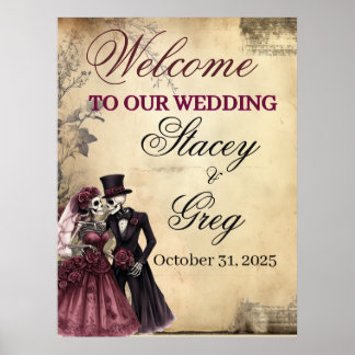 Rustic Gothic Skeleton Bröllop Poster