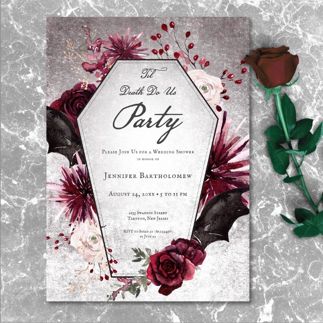 Rustic Gothic Til Death Do US Party Möhippa Inbjudningar (Rustic Gothic Til Death Do Us Party Bridal Shower Invitation)