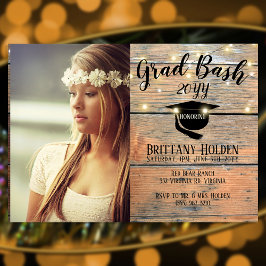 Rustic Grad Bash Party Photo Inbjudningar