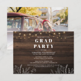 Rustic Grad Class of 2025 Studentfest Photo Inbjudningar
