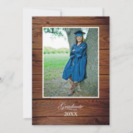 Rustic Graduation Announcement with photo Kort