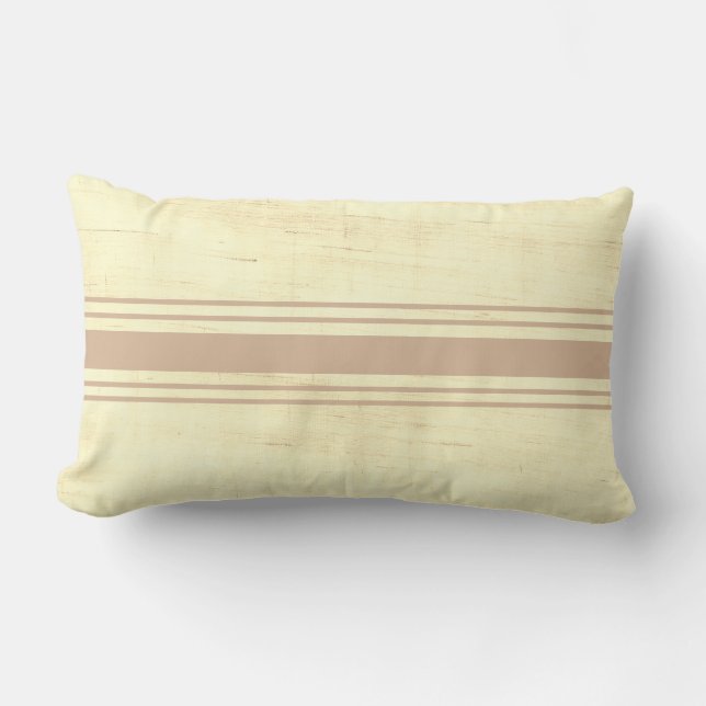 Rustic Grain Sack Cream Beige Rand Lumbarkudde (Framsida)