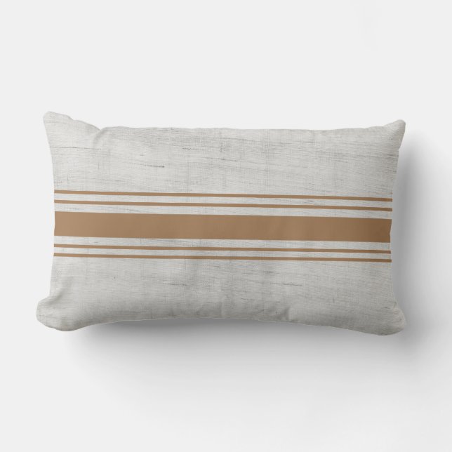 Rustic Grain Sack Light Brown Rand Lumbarkudde (Framsida)