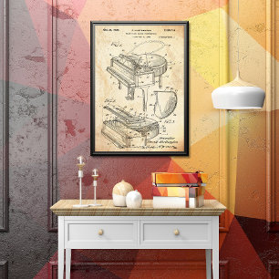 Rustic Grand Piano Patent Poster