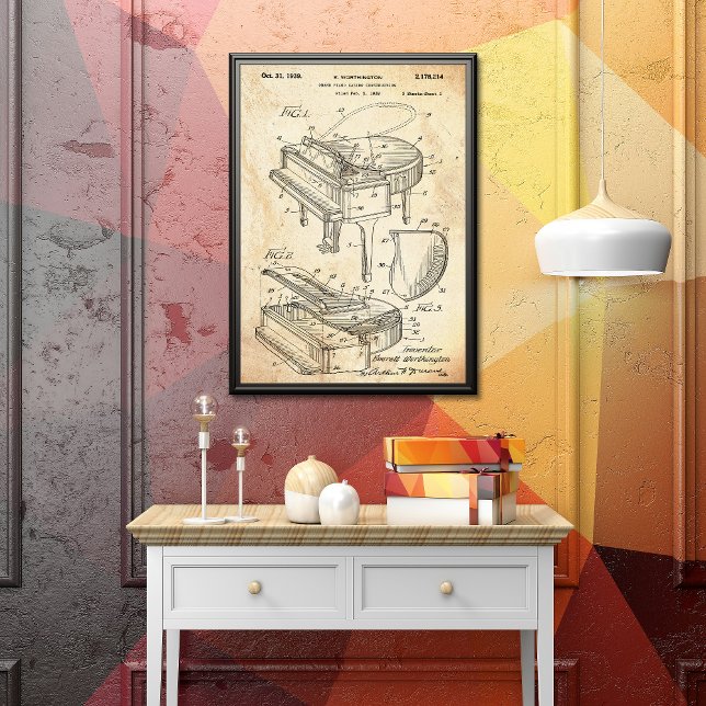 Rustic | Grand Piano Patent Poster (Skapare uppladdad)