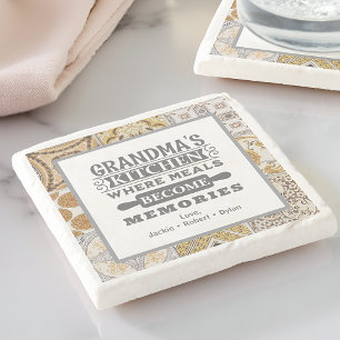 Rustic Grandma Måltider blir minnen Stenunderlägg