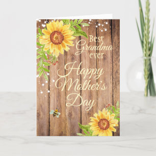 Rustic Grandmor Mors dag Blommigt Solros Helgkort