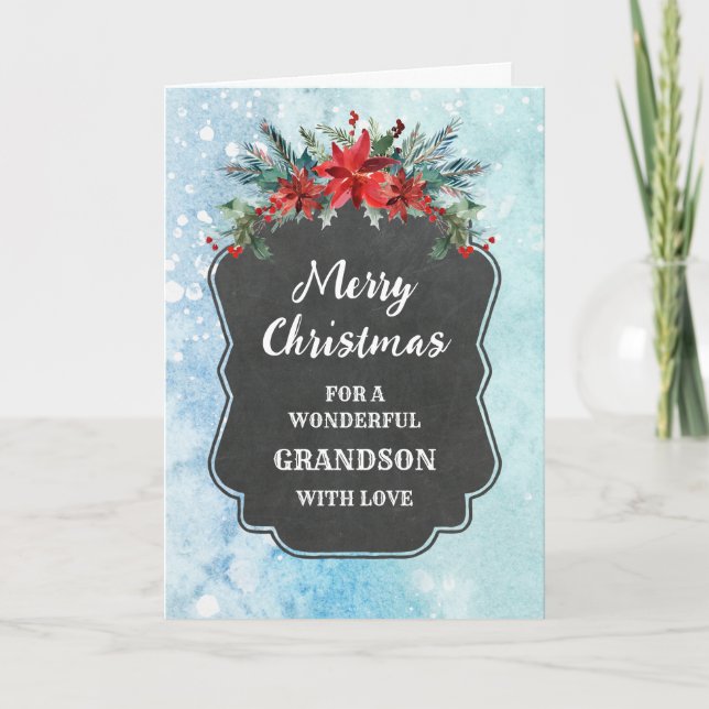 Rustic Grandson God jul Kort (Framsida)