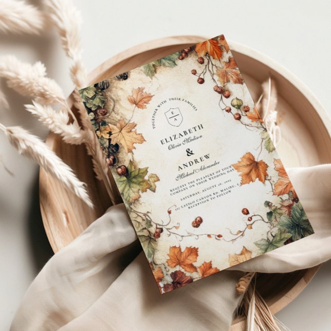 Rustic Grapevine Autumn Bröllop Inbjudningar (Skapare uppladdad)
