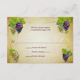 Rustic Grapevine Vineyard Bröllop Event Reply OSA Kort