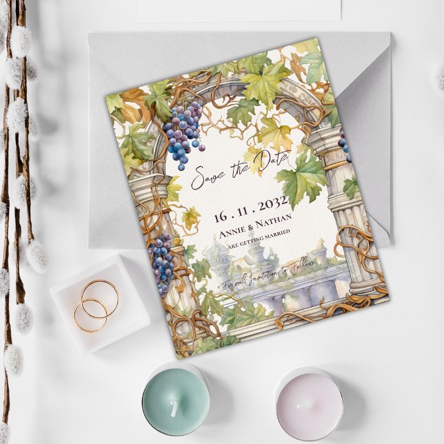 Rustic Grapevine Vineyard Bröllop spara datum (Rustic Grapevine Vineyard Wedding Save the Date Invitation )