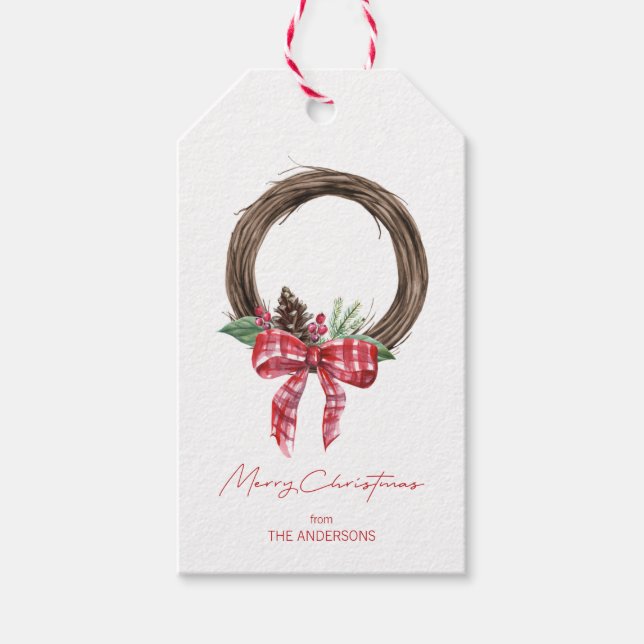 Rustic Grapevine WAN God jul Presentetikett (Framsidan)