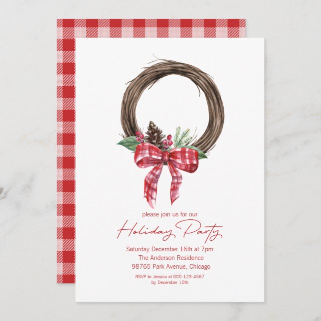 Rustic Grapevine WAN Julfest Inbjudningar (Fram/baksida)