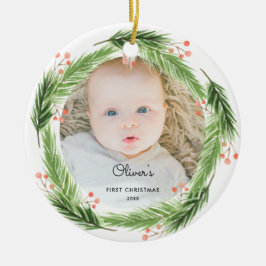 Rustic Gräs Baby 1:a julfransen Foto Julgransprydnad Keramik