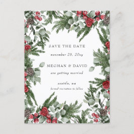 Rustic Gräs Berries Vinterjul Spara datumet Meddelande Vykort