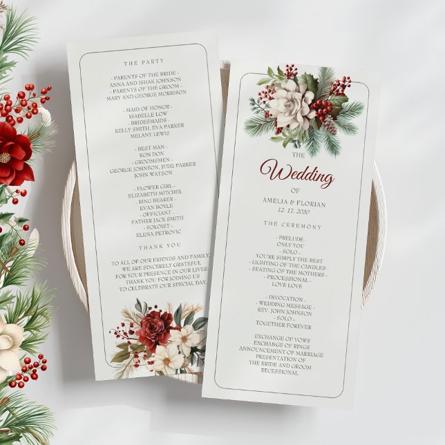 Rustic Gräs Blommigt Winter Wedding Program (Skapare uppladdad)