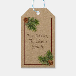 Rustic Gräs Cone Editable Julklapp Presentetikett