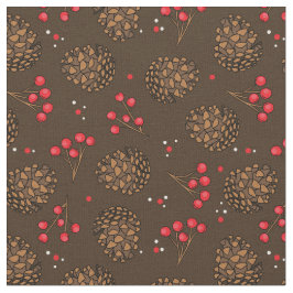 Rustic Gräs Cone och Berries Woodland Forest Brown Tyg