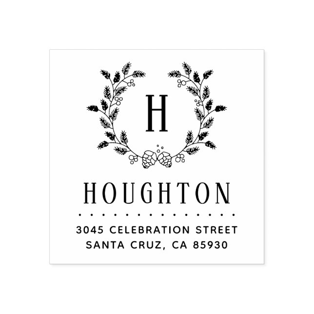 Rustic Gräs Cone Wandemin Monogram Returadress Stämpel (Tryck)