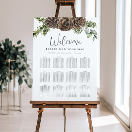 Rustic Gräs Cone Winter Wedding Sittschema för vin Poster