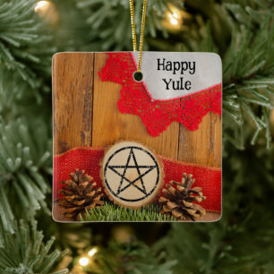 Rustic Gräs Cones Lycklig Yule Julgransprydnad Keramik