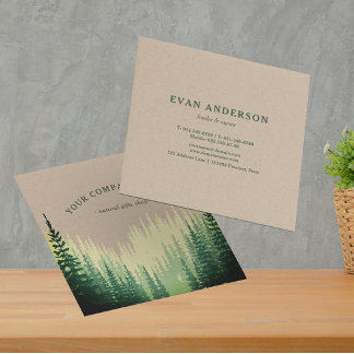 Rustic Gräs Forest Logotyp Faux Kraft Fyrkantigt Visitkort