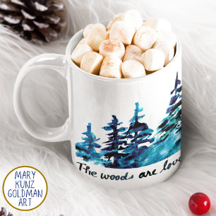 Rustic Gräs Forest Robert Frost Watercolor Poetry Kaffemugg