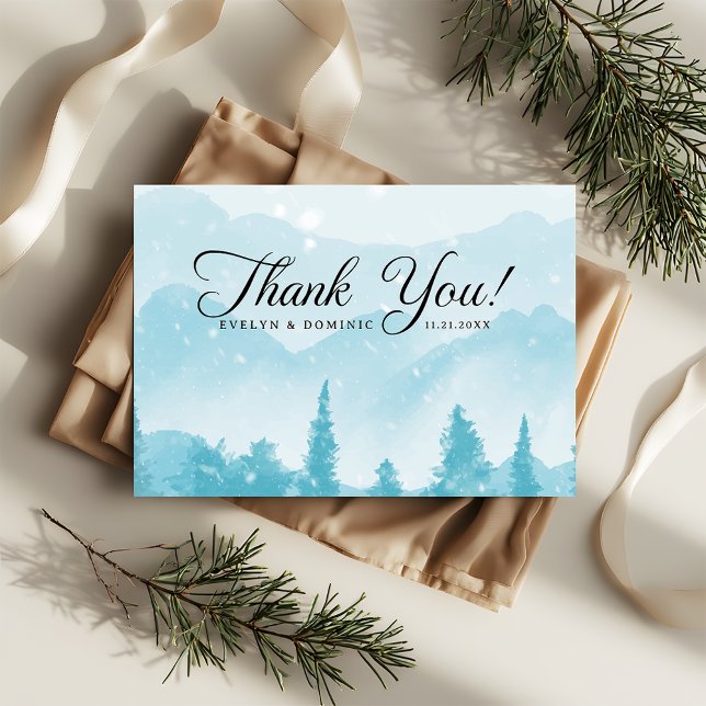 Rustic Gräs Forest Winter Wedding Tack Kort (Skapare uppladdad)