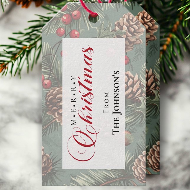 Rustic Gräs God jul Calligraphy Presentetikett (Skapare uppladdad)