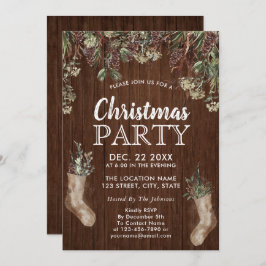 Rustic Gräs Greenery Watercolor jul Party Inbjudningar