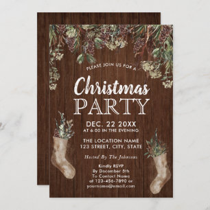Rustic Gräs Greenery Watercolor jul Party Inbjudningar
