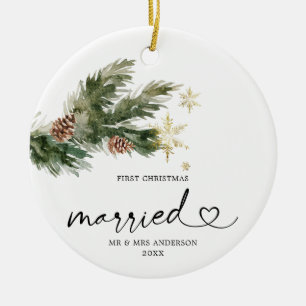 Rustic Gräs Löv Första jul, gift Ornament