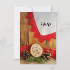 Rustic Gräs och Red Snöre Winter Wedding OSA kort