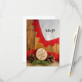 Rustic Gräs och Red Snöre Winter Wedding OSA kort