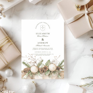 Rustic Gräs Ornament Winter Wedding Inbjudningar