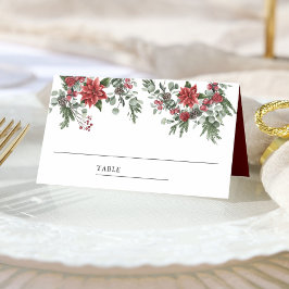 Rustic Gräs Poinsettia Blommigt jul Placeringskort