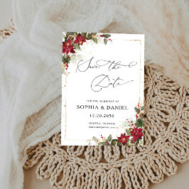 Rustic Gräs Poinsettia Blommigt jul Spara Datumet