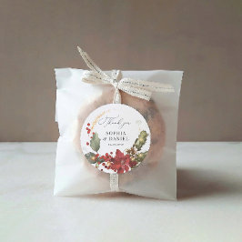 Rustic Gräs Poinsettia Bröllop Sticker Runt Klistermärke