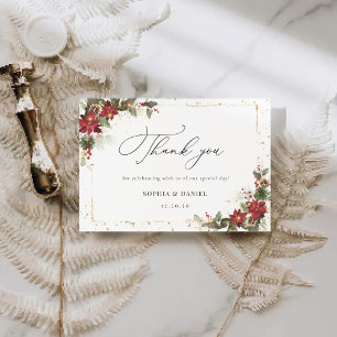 Rustic Gräs Poinsettia Bröllop tackkort Tack Kort
