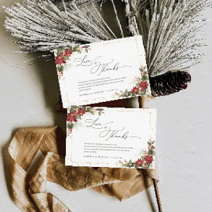 Rustic Gräs Poinsettia Bröllop tackkort Tack Kort
