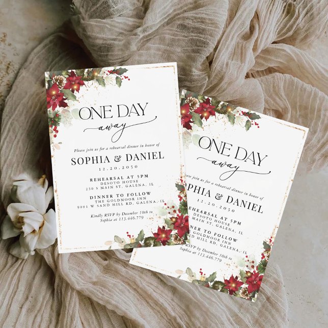 Rustic Gräs Poinsettia Rehearsal Middag Inbjudningar (Skapare uppladdad)