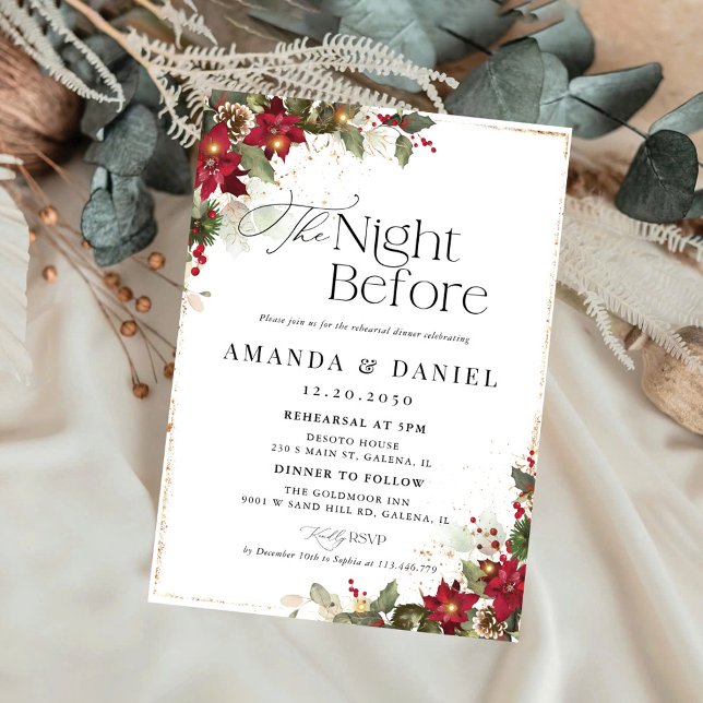 Rustic Gräs Poinsettia Rehearsal Middagsinbjudan Inbjudningar (Skapare uppladdad)