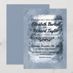 Rustic Gräs Träd Blue Winter Wonderland Bröllop Inbjudningar